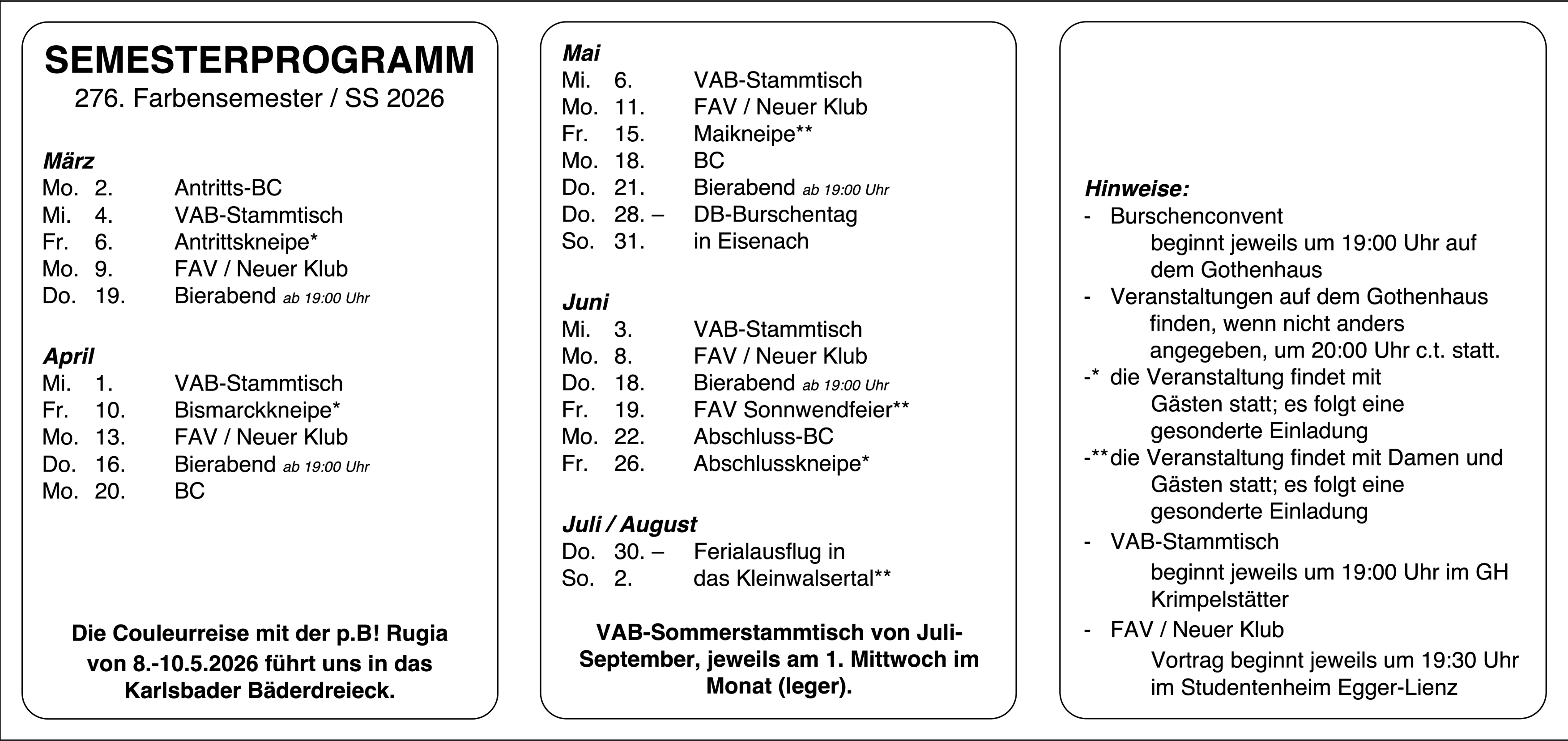 Semesterprogramm SS 26